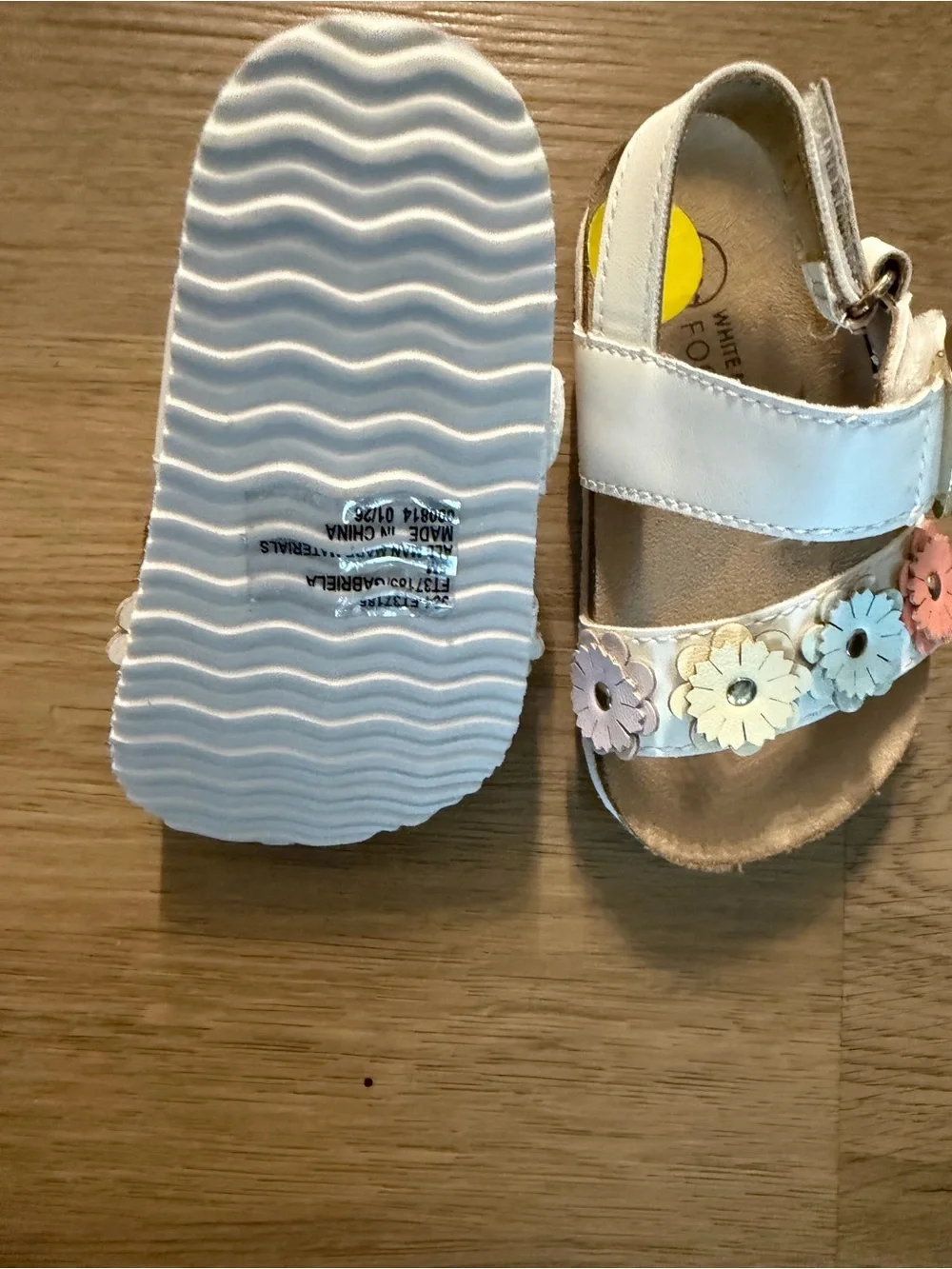 White Mountain White Kids Sandals with Pastel Floral Accents